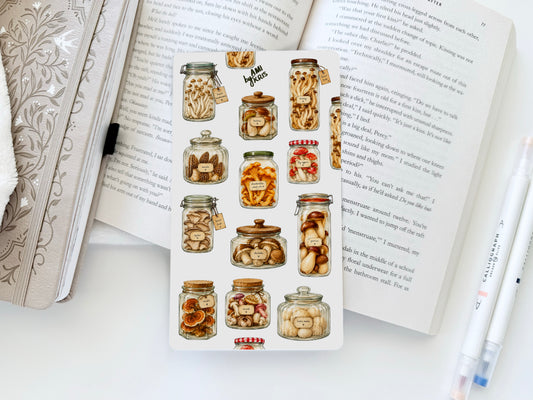 Bottled Mushrooms Sticker Sheet